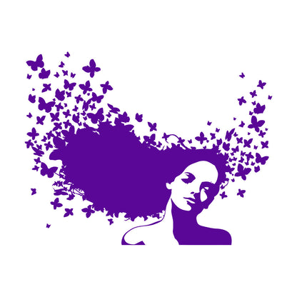 Wall Decals Pvc Beauty Salon Woman Hair Butterfly Girl Store Decoration