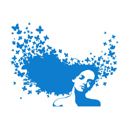 Wall Decals Pvc Beauty Salon Woman Hair Butterfly Girl Store Decoration