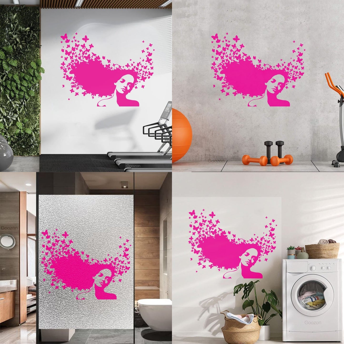 Wall Decals Pvc Beauty Salon Woman Hair Butterfly Girl Store Decoration