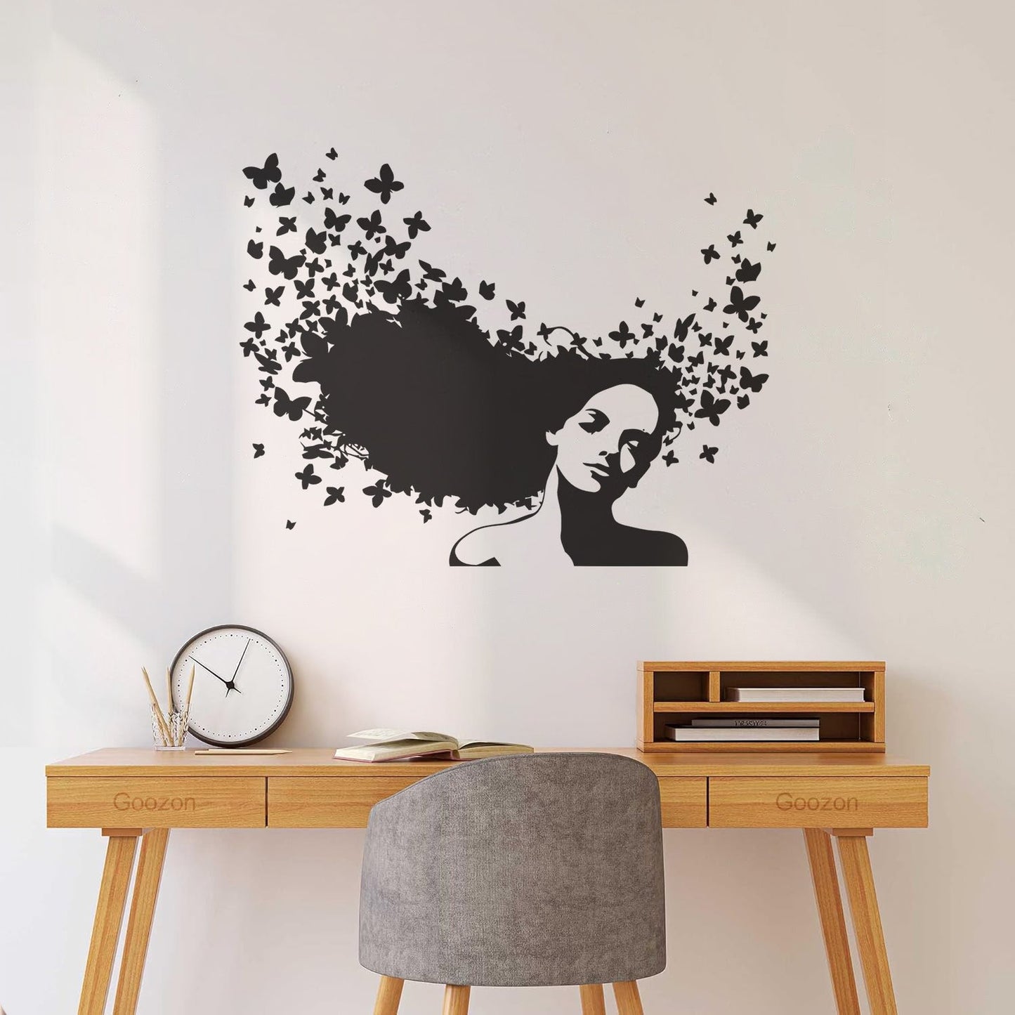 Wall Decals Pvc Beauty Salon Woman Hair Butterfly Girl Store Decoration
