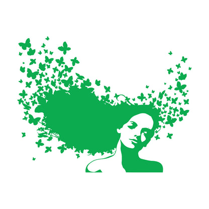 Wall Decals Pvc Beauty Salon Woman Hair Butterfly Girl Store Decoration