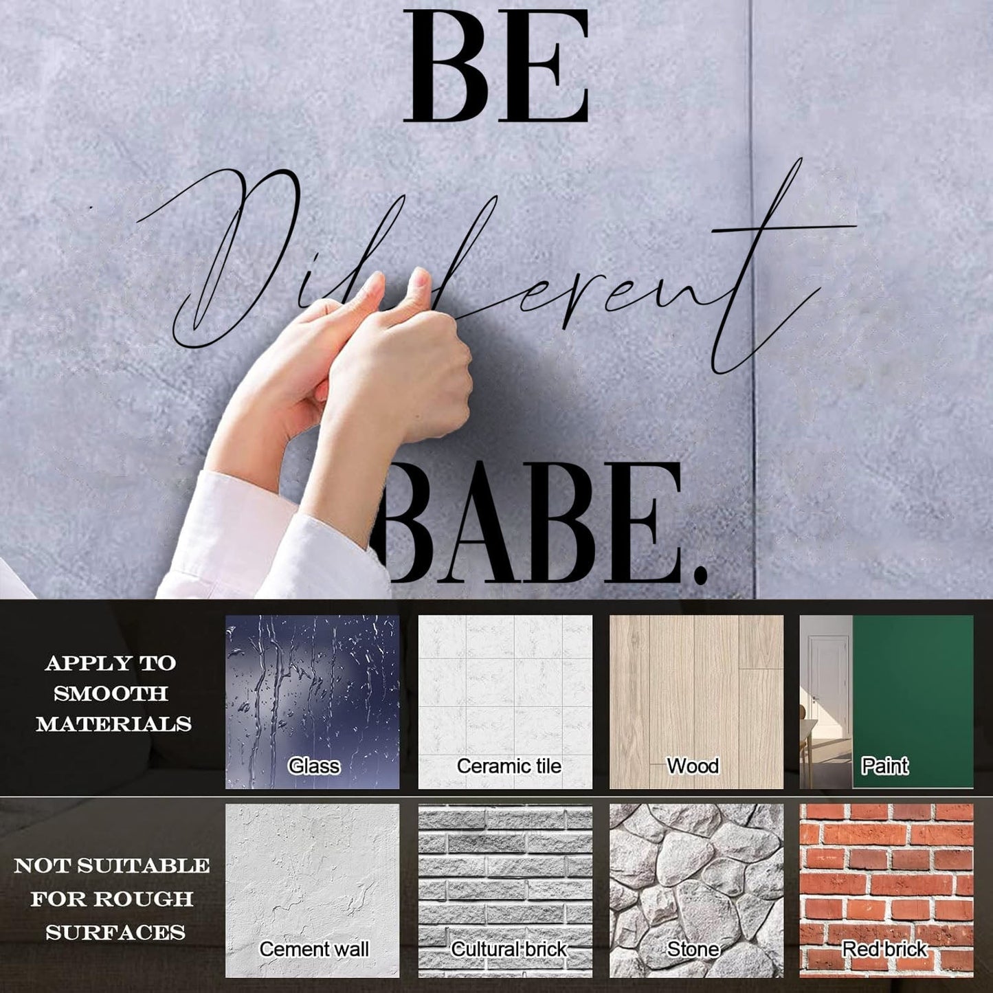 Wall Decals Paster Paper Be Different Babe Quote Inspirational Words Phrase Letters Woman Girl Beauty Salon Removable Without Leaving Glue