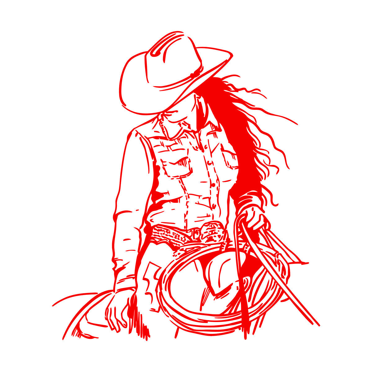 Engraving Stickers Cowgirl Horse Western Home Woman Wild West Art Decoration