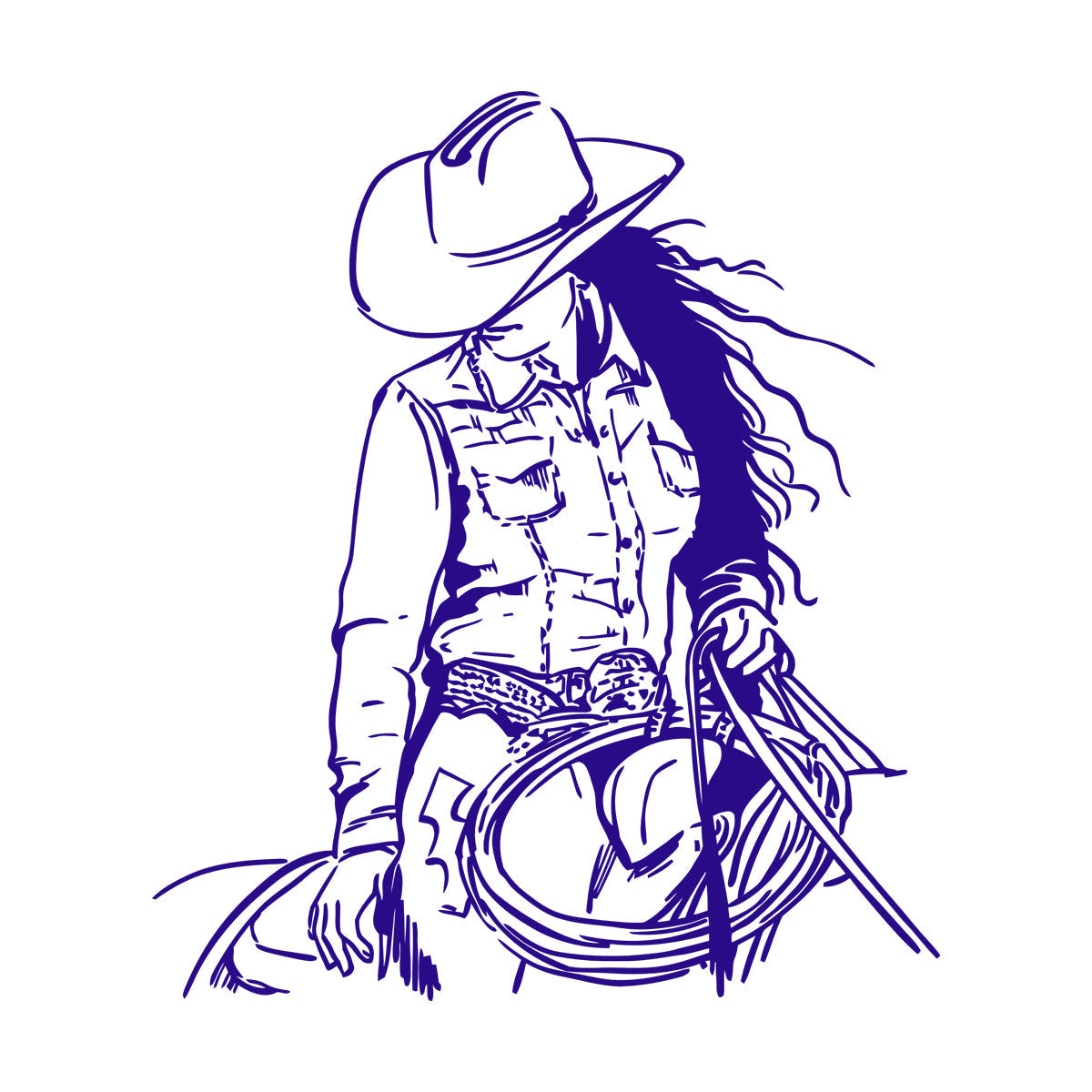 Engraving Stickers Cowgirl Horse Western Home Woman Wild West Art Decoration