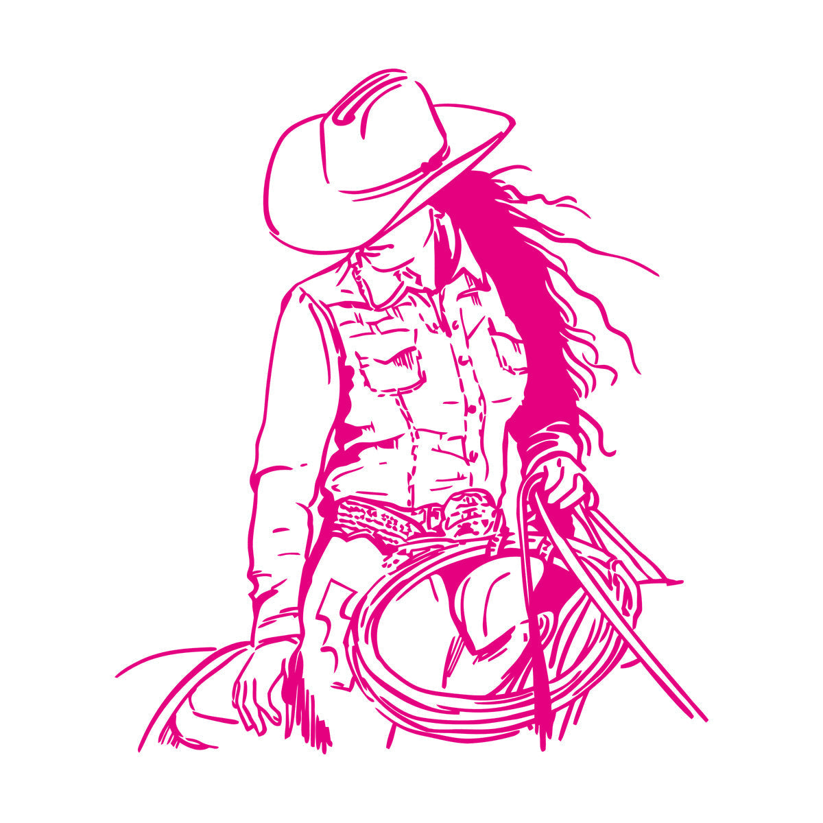 Engraving Stickers Cowgirl Horse Western Home Woman Wild West Art Decoration