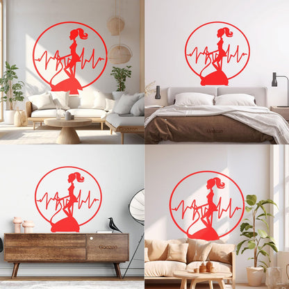 Wall Vinyl Sticker Decor Fitnesscenter Gymnastics Cardio Training Sports Woman Girl Self Adhesive