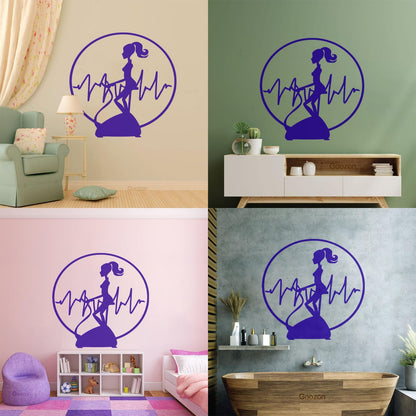 Wall Vinyl Sticker Decor Fitnesscenter Gymnastics Cardio Training Sports Woman Girl Self Adhesive