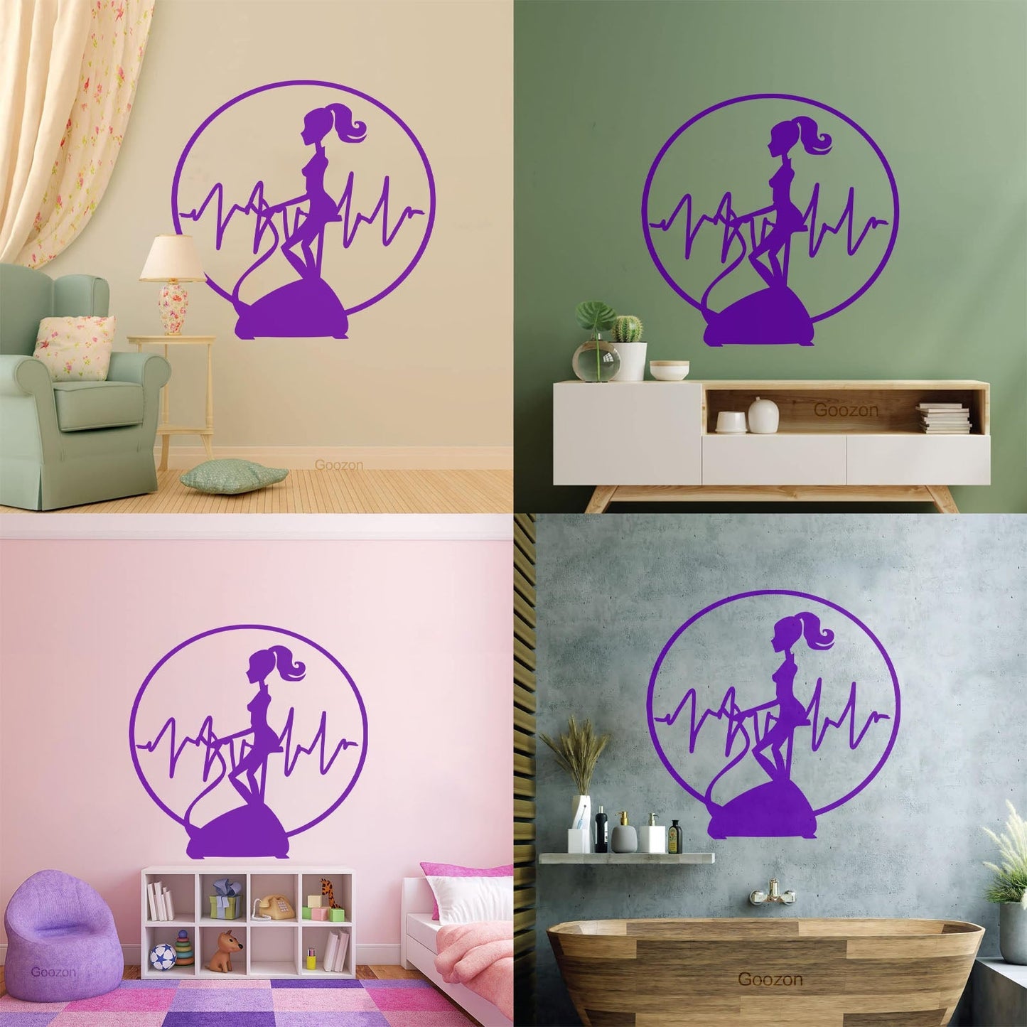 Wall Vinyl Sticker Decor Fitnesscenter Gymnastics Cardio Training Sports Woman Girl Self Adhesive