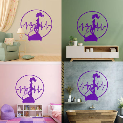 Wall Vinyl Sticker Decor Fitnesscenter Gymnastics Cardio Training Sports Woman Girl Self Adhesive