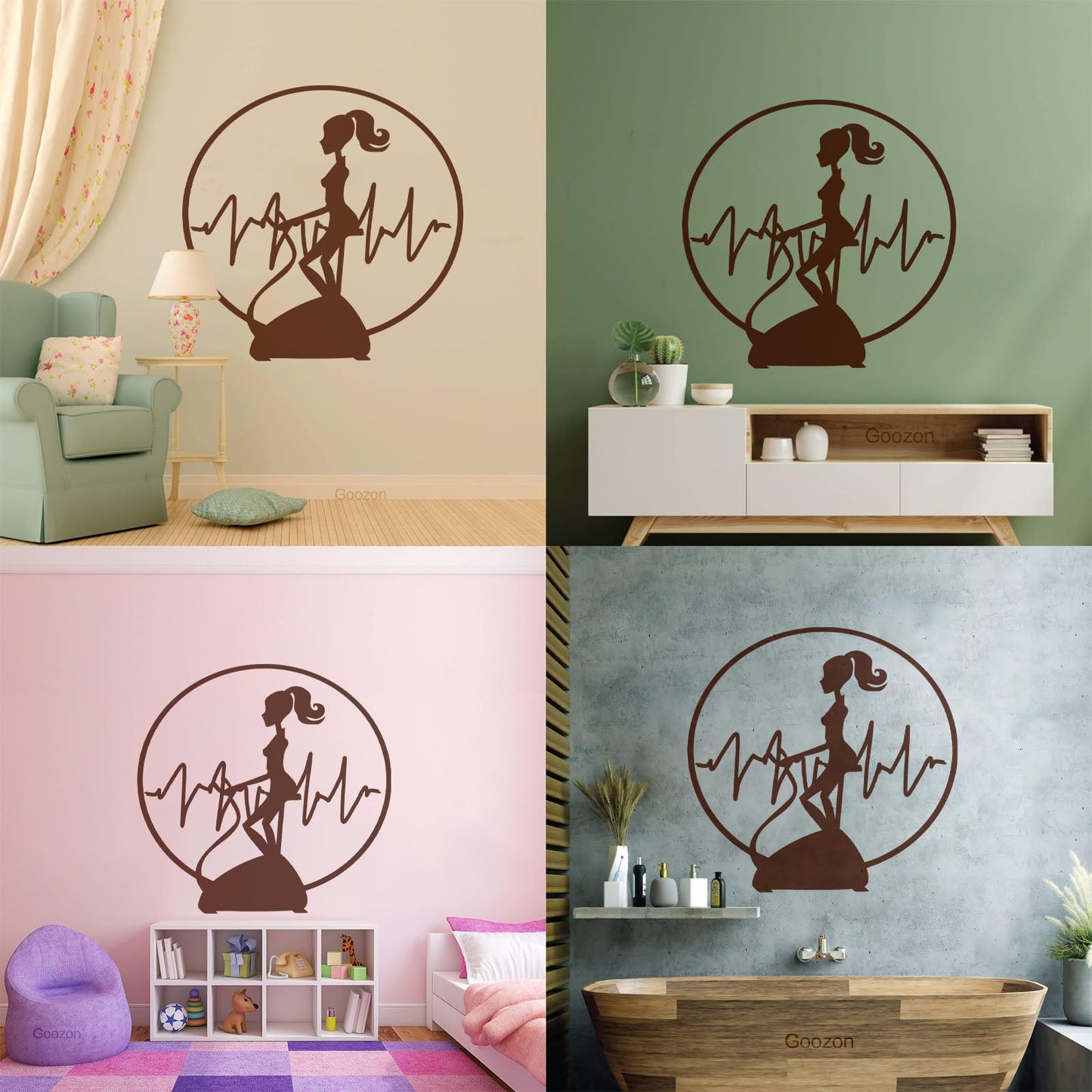 Wall Vinyl Sticker Decor Fitnesscenter Gymnastics Cardio Training Sports Woman Girl Self Adhesive
