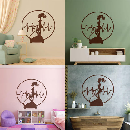 Wall Vinyl Sticker Decor Fitnesscenter Gymnastics Cardio Training Sports Woman Girl Self Adhesive