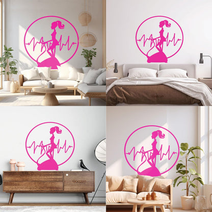 Wall Vinyl Sticker Decor Fitnesscenter Gymnastics Cardio Training Sports Woman Girl Self Adhesive