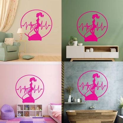 Wall Vinyl Sticker Decor Fitnesscenter Gymnastics Cardio Training Sports Woman Girl Self Adhesive