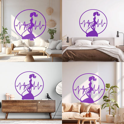 Wall Vinyl Sticker Decor Fitnesscenter Gymnastics Cardio Training Sports Woman Girl Self Adhesive