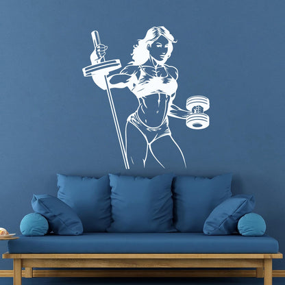 Fine Carving Stickers Fitnesscenter Woman Gymnastics Sports Girl Do Not Damage The Wall Surface