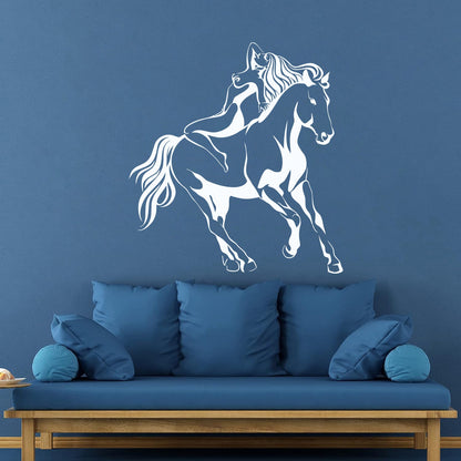 Vinyl Art Sticker Galloping Horse Appeal Woman Girl Easy Installation