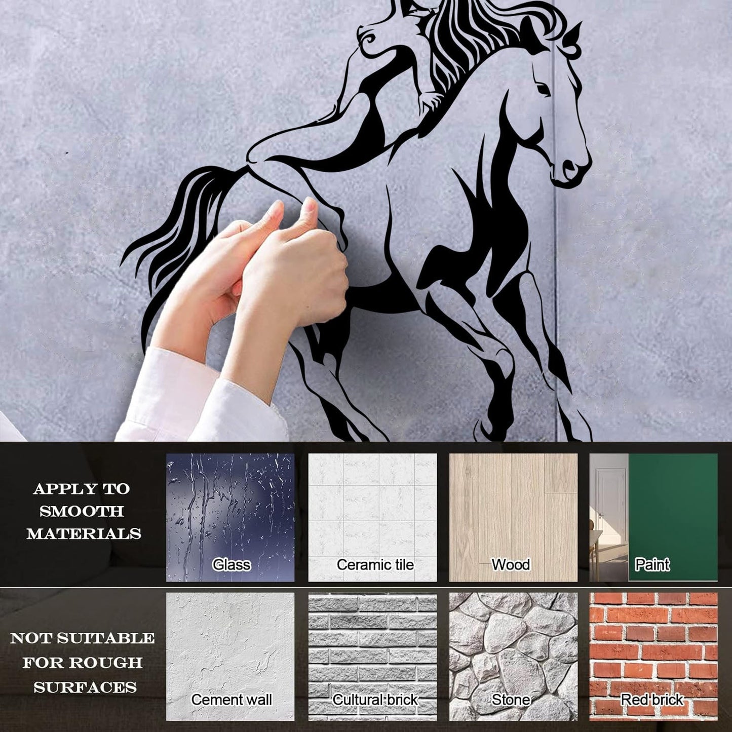 Vinyl Art Sticker Galloping Horse Appeal Woman Girl Easy Installation