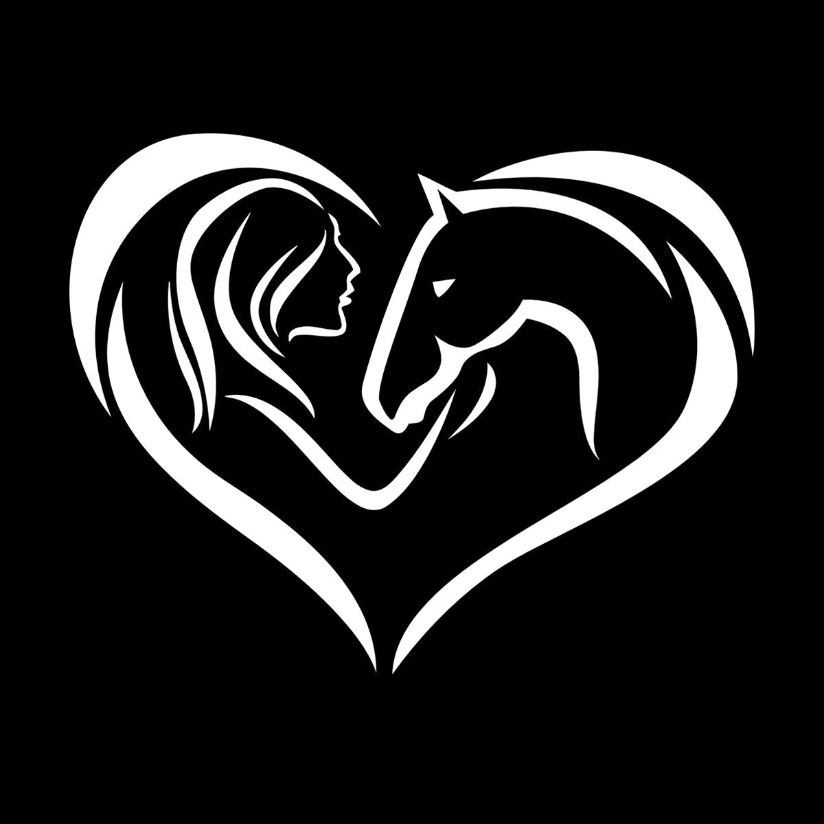 Engraving Decals Girl Horse Heart Woman Love Animal Ation Car Body Decoration