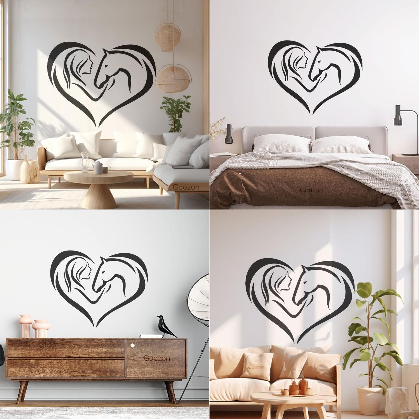 Engraving Decals Girl Horse Heart Woman Love Animal Ation Car Body Decoration