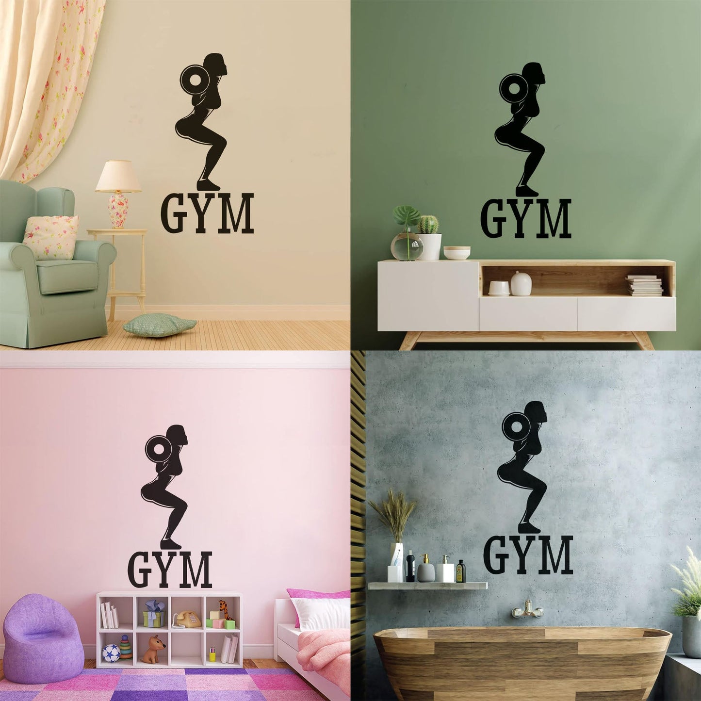 Wall Decals Pvc Gymnastics Fitnesscenter Woman Bodybuilding Sports Girl Easy Installation