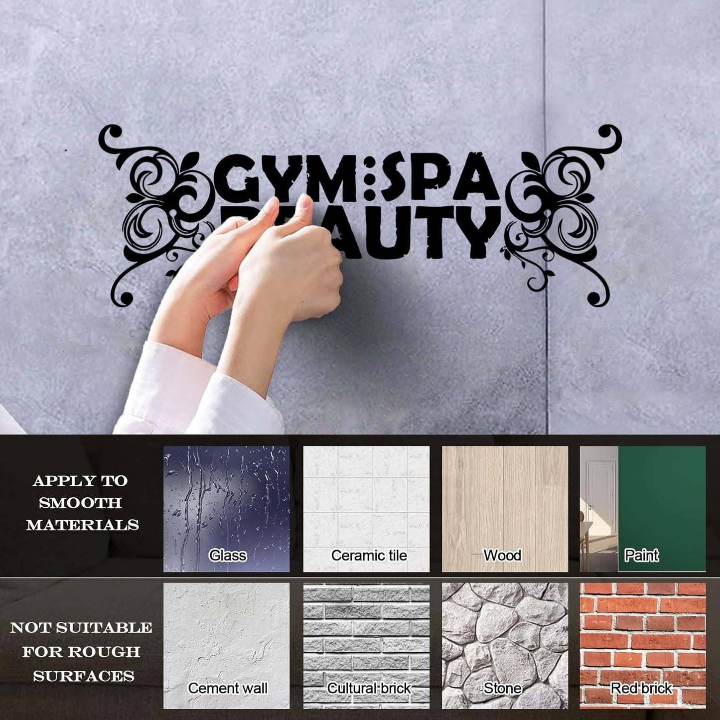 Lettering Stickers Gymnastics Spa Beauty Woman Girl Sports Ation Art Mural Painting