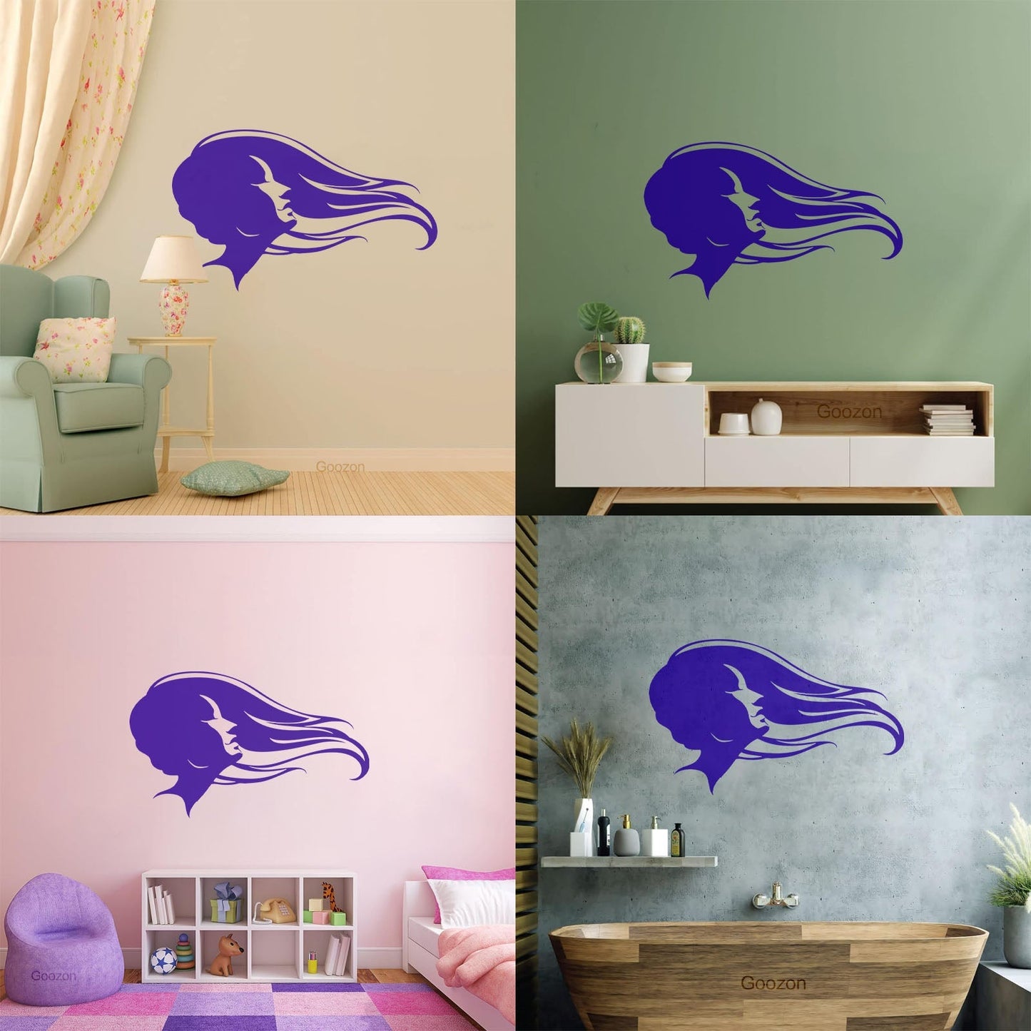 Vinyl Wall Stickers Hair Salon Beauty Hairstyle Woman Fashion Girl Waterproof