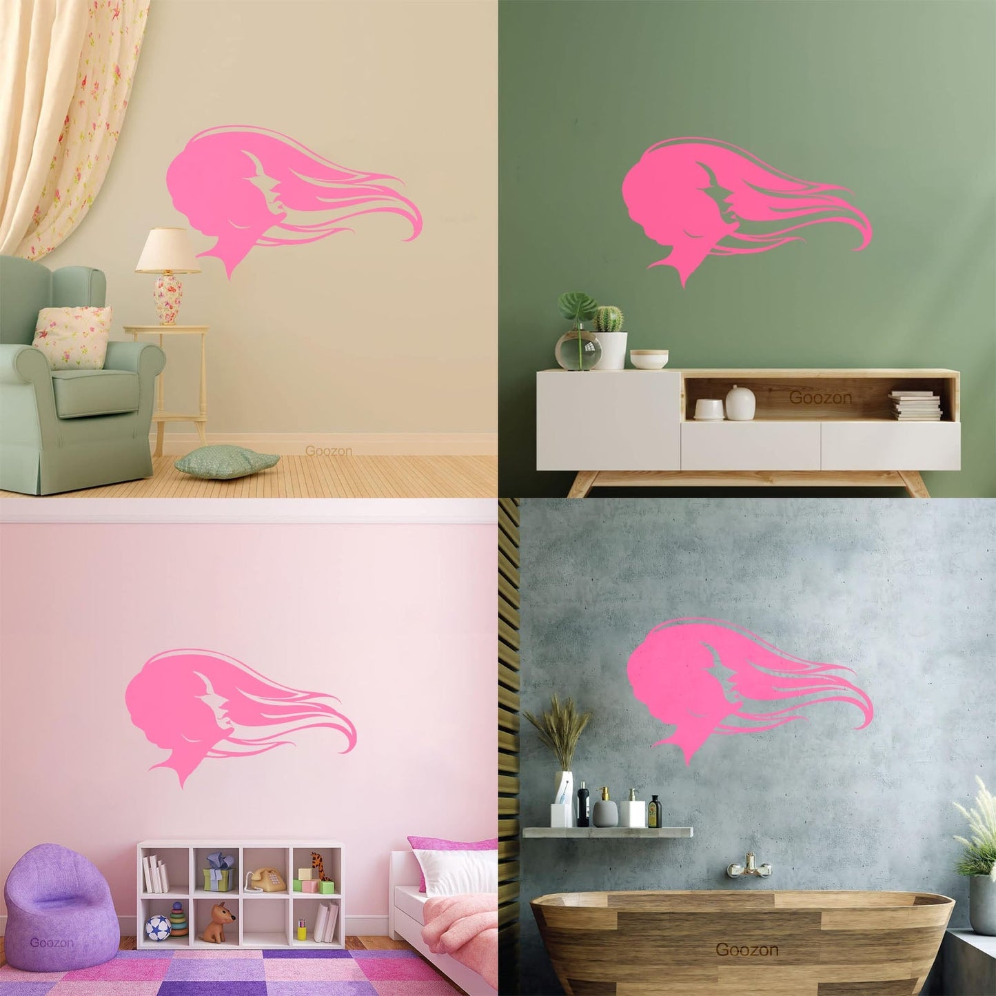 Vinyl Wall Stickers Hair Salon Beauty Hairstyle Woman Fashion Girl Waterproof
