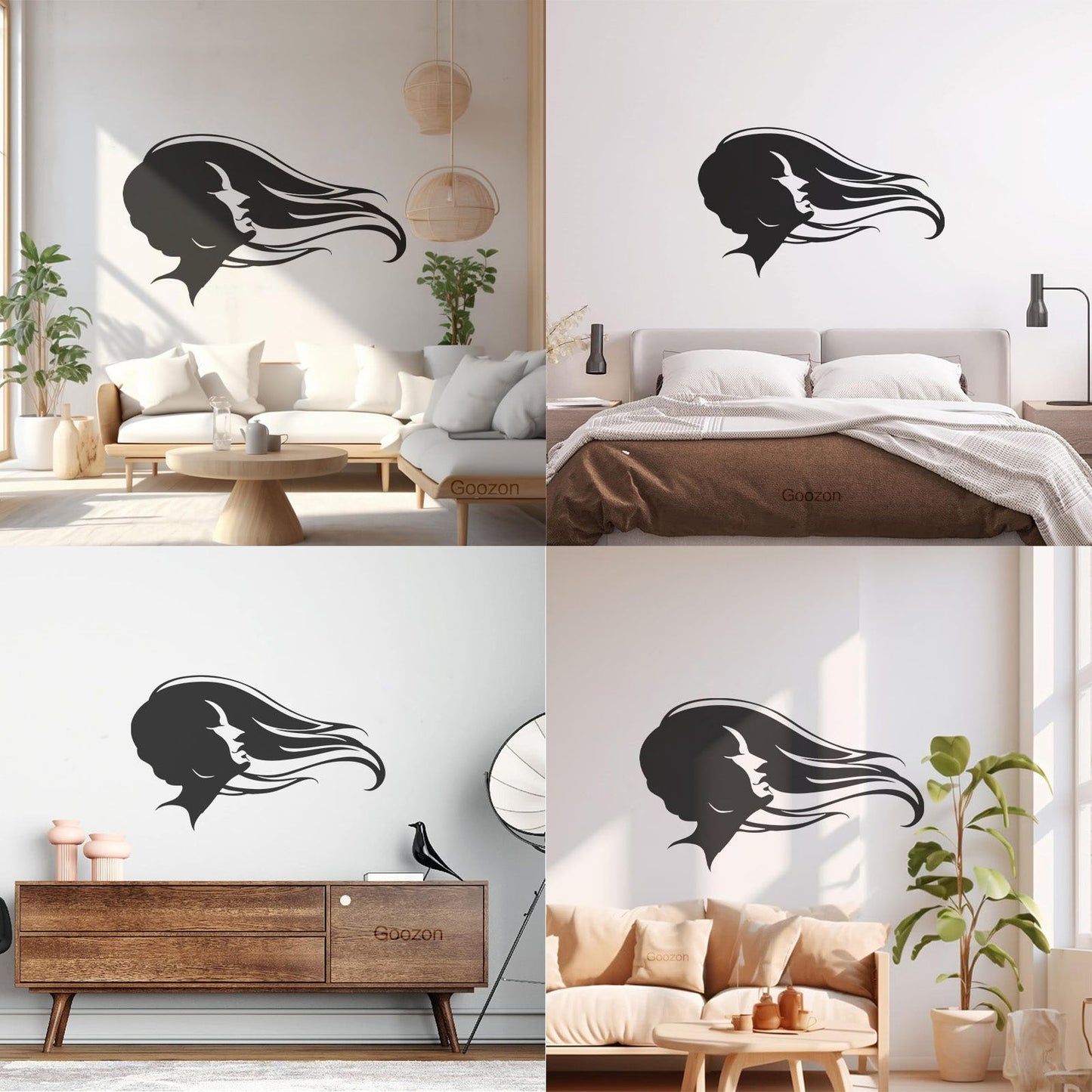 Vinyl Wall Stickers Hair Salon Beauty Hairstyle Woman Fashion Girl Waterproof