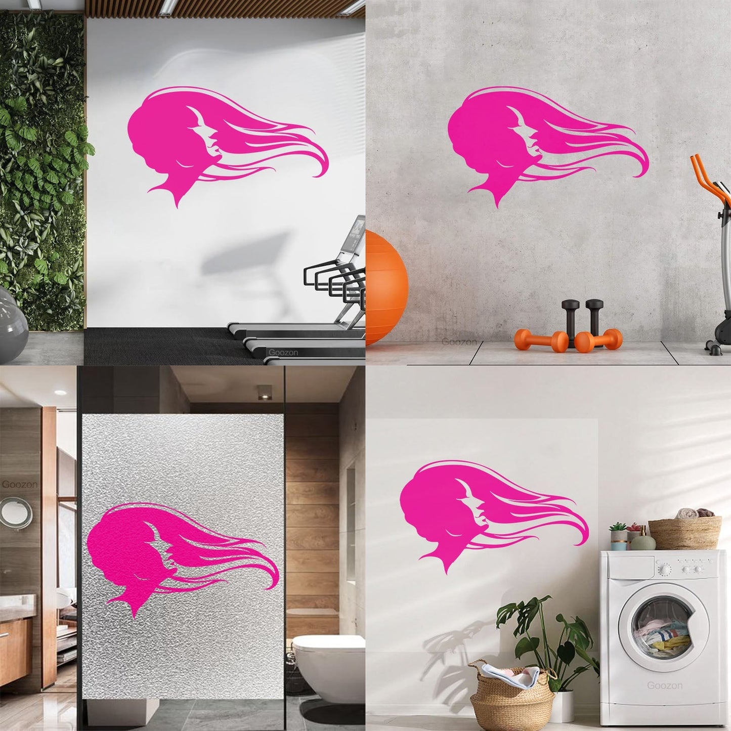 Vinyl Wall Stickers Hair Salon Beauty Hairstyle Woman Fashion Girl Waterproof