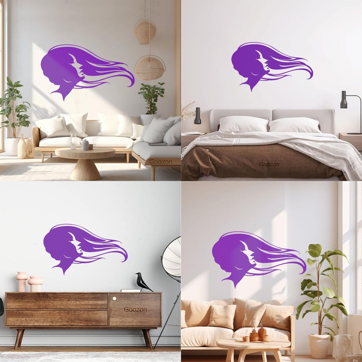 Vinyl Wall Stickers Hair Salon Beauty Hairstyle Woman Fashion Girl Waterproof