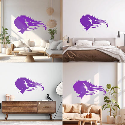 Vinyl Wall Stickers Hair Salon Beauty Hairstyle Woman Fashion Girl Waterproof