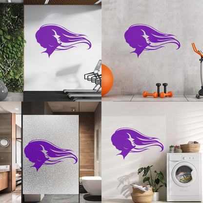 Vinyl Wall Stickers Hair Salon Beauty Hairstyle Woman Fashion Girl Waterproof