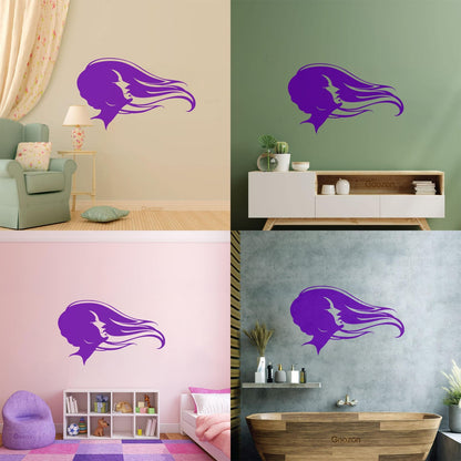 Vinyl Wall Stickers Hair Salon Beauty Hairstyle Woman Fashion Girl Waterproof