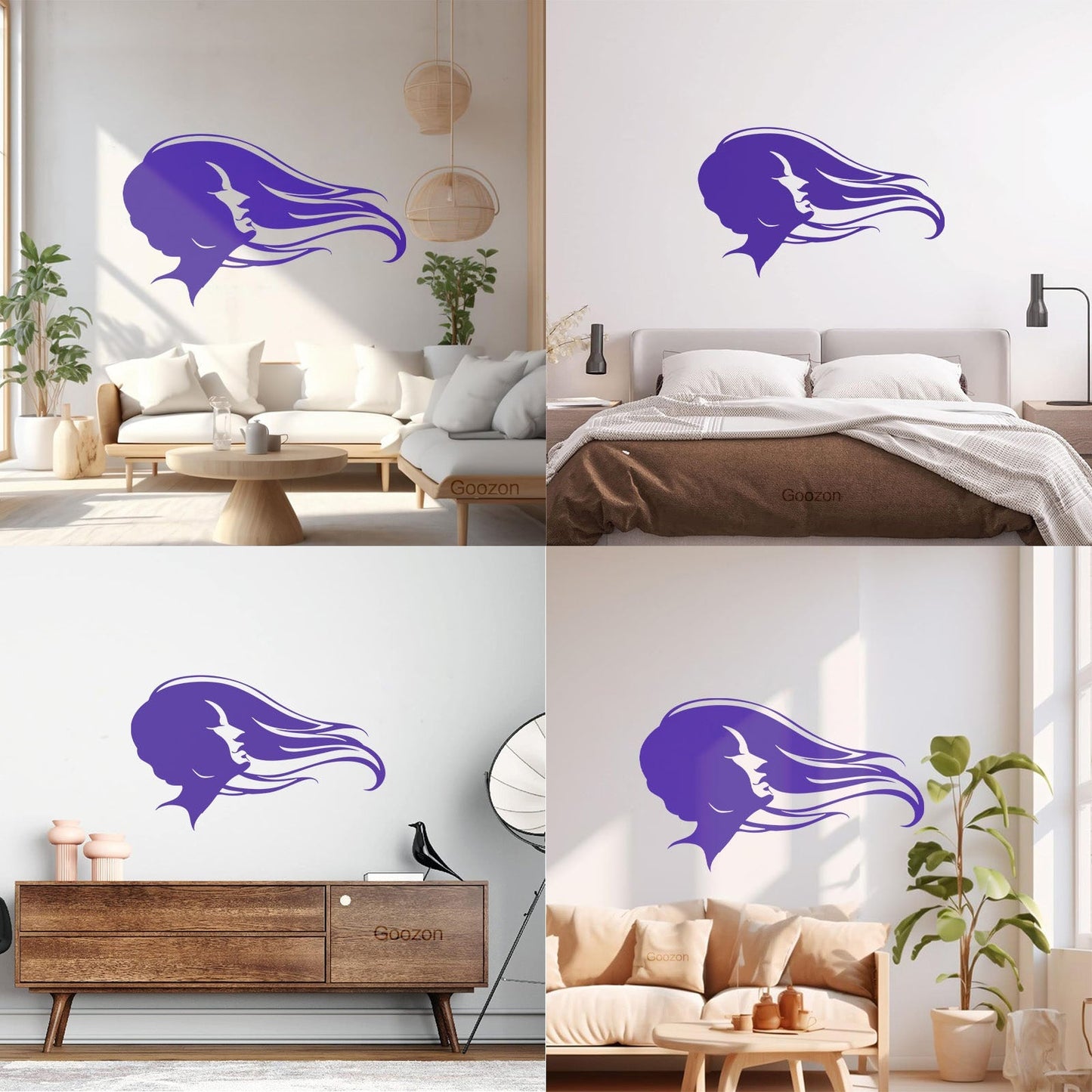 Vinyl Wall Stickers Hair Salon Beauty Hairstyle Woman Fashion Girl Waterproof