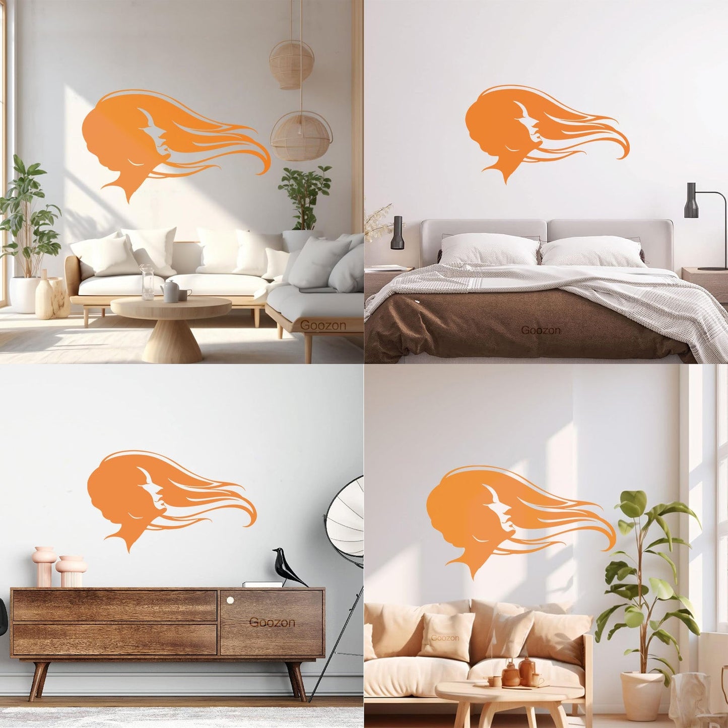 Vinyl Wall Stickers Hair Salon Beauty Hairstyle Woman Fashion Girl Waterproof
