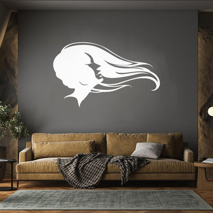 Vinyl Wall Stickers Hair Salon Beauty Hairstyle Woman Fashion Girl Waterproof