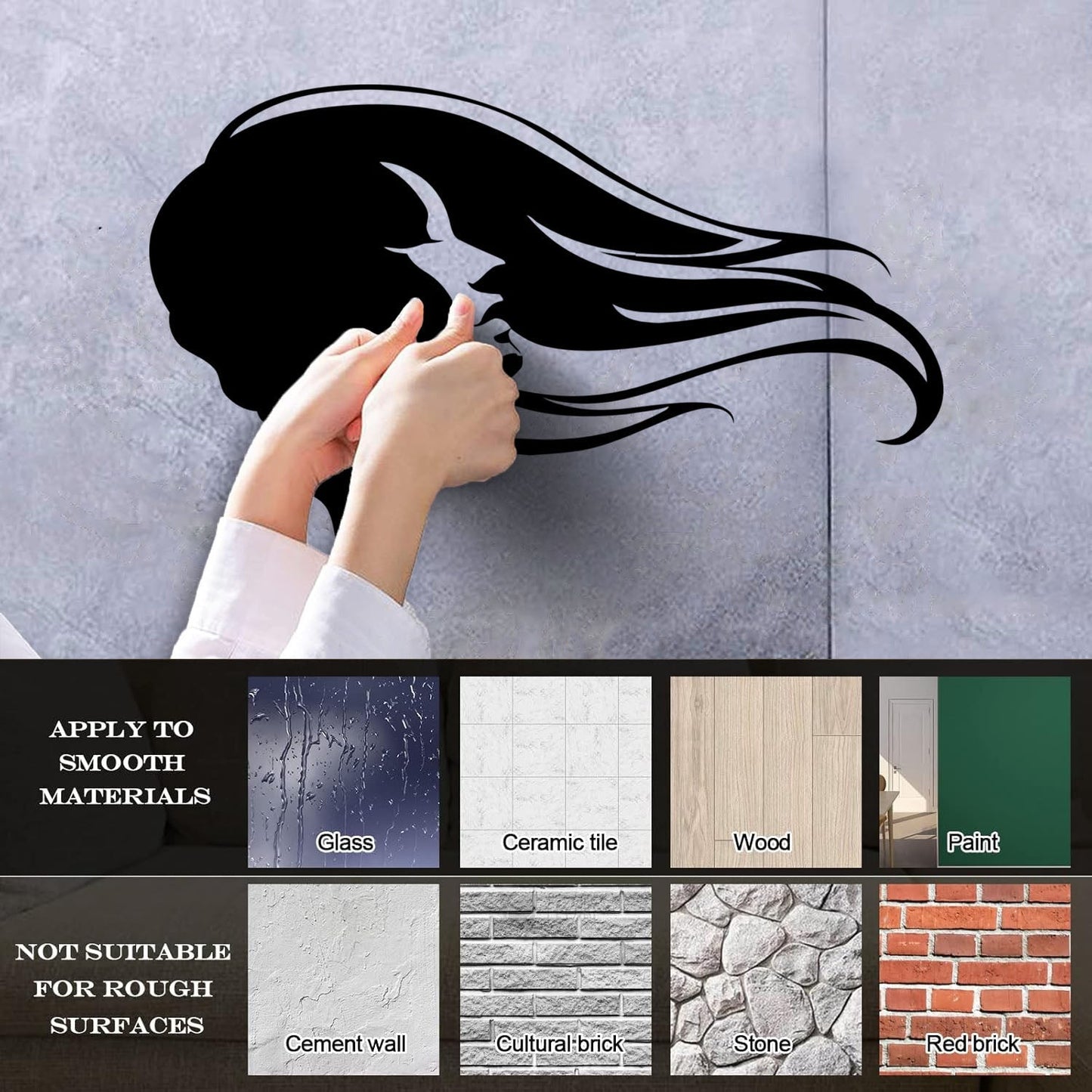 Vinyl Wall Stickers Hair Salon Beauty Hairstyle Woman Fashion Girl Waterproof