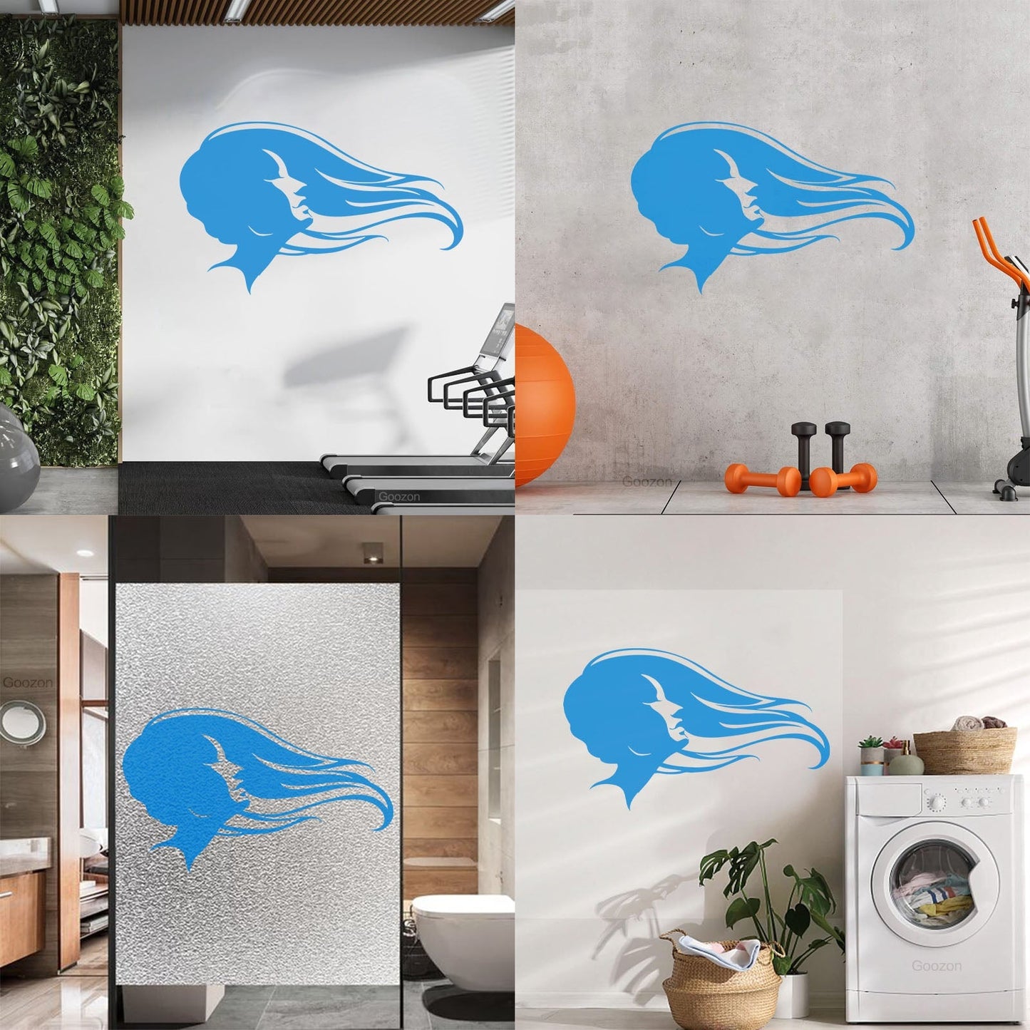 Vinyl Wall Stickers Hair Salon Beauty Hairstyle Woman Fashion Girl Waterproof