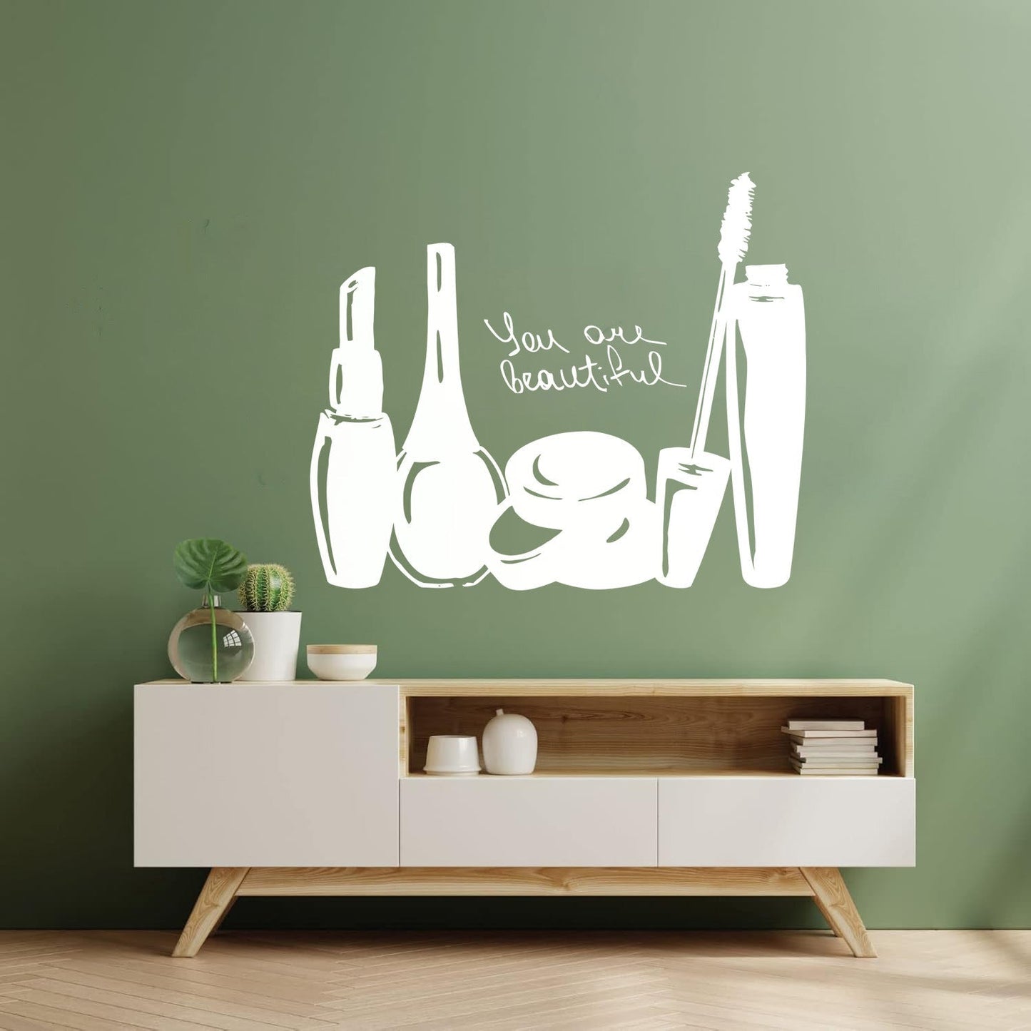 Wall Vinyl Sticker Decor Makeup Cosmetics Beauty Salon Quote Nail Girl Woman Can Modify And Add Information