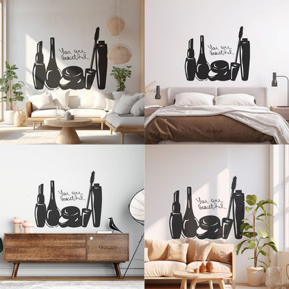 Wall Vinyl Sticker Decor Makeup Cosmetics Beauty Salon Quote Nail Girl Woman Can Modify And Add Information