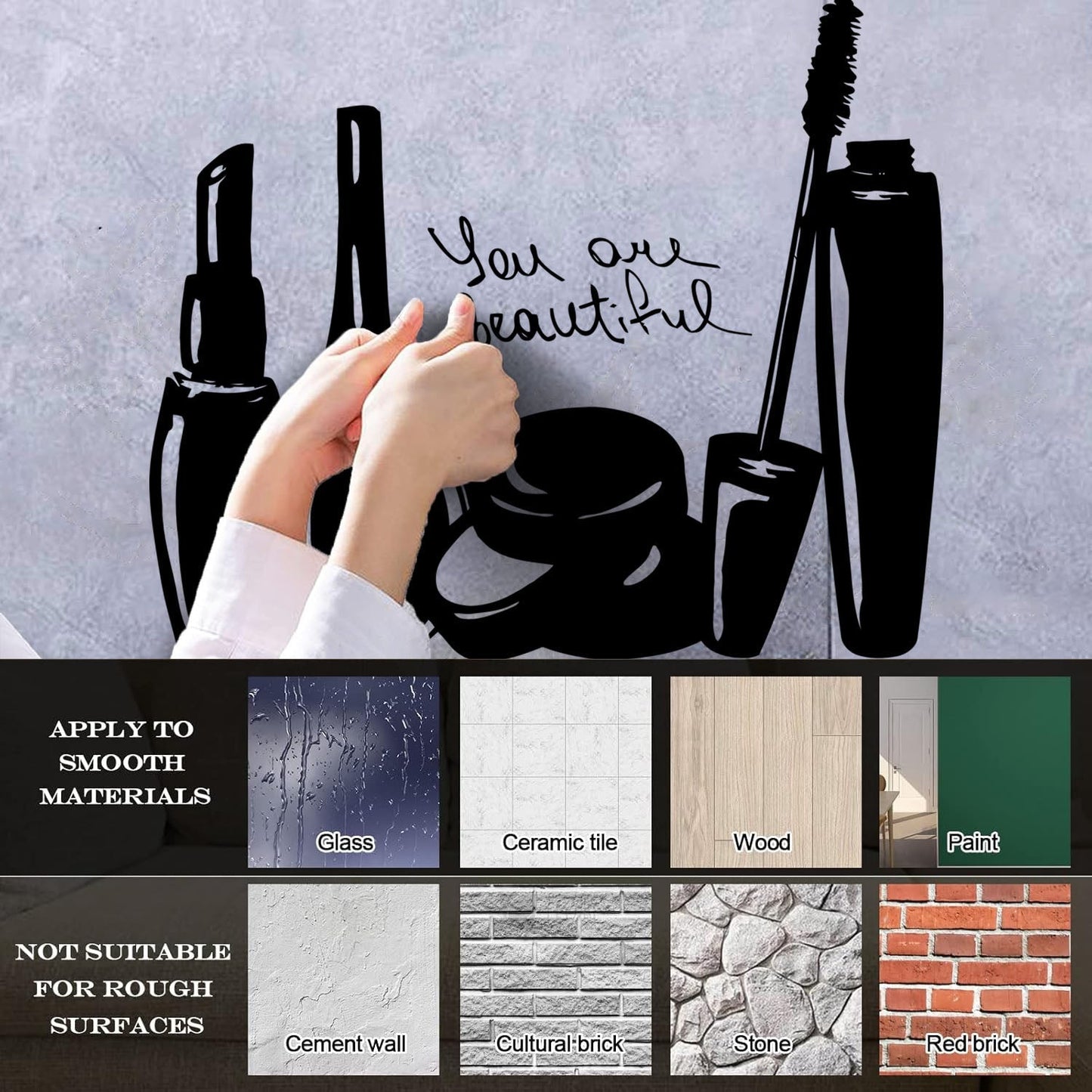 Wall Vinyl Sticker Decor Makeup Cosmetics Beauty Salon Quote Nail Girl Woman Can Modify And Add Information