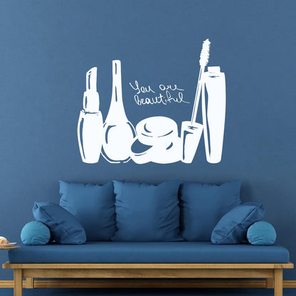 Wall Vinyl Sticker Decor Makeup Cosmetics Beauty Salon Quote Nail Girl Woman Can Modify And Add Information