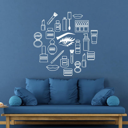 Wall Stickers Makeup Cosmetics Woman Girl Beauty Shop Wall Beautification