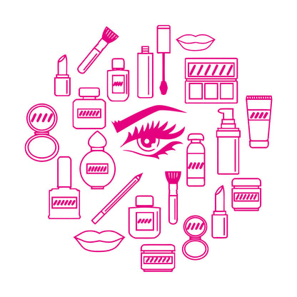 Wall Stickers Makeup Cosmetics Woman Girl Beauty Shop Wall Beautification