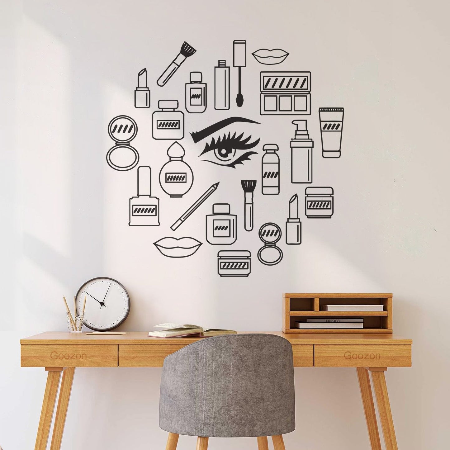 Wall Stickers Makeup Cosmetics Woman Girl Beauty Shop Wall Beautification