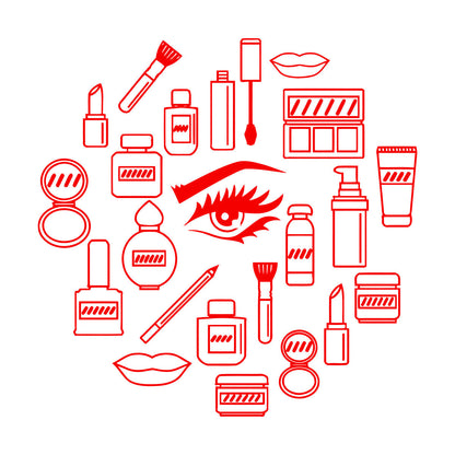 Wall Stickers Makeup Cosmetics Woman Girl Beauty Shop Wall Beautification