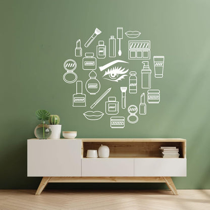 Wall Stickers Makeup Cosmetics Woman Girl Beauty Shop Wall Beautification