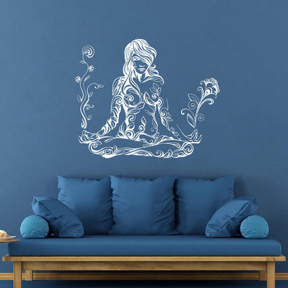 Lettering Decals Meditation Woman Girl Pattern Yoga Store Decoration