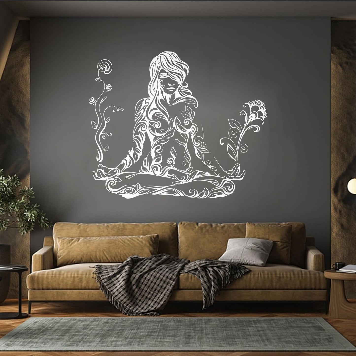 Lettering Decals Meditation Woman Girl Pattern Yoga Store Decoration