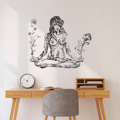 Lettering Decals Meditation Woman Girl Pattern Yoga Store Decoration